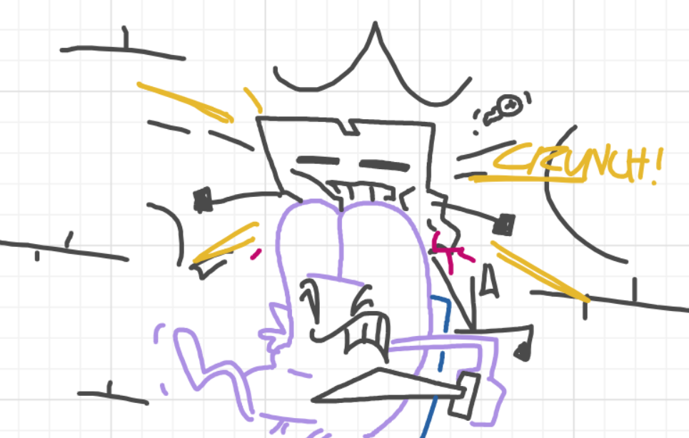 A panel from I've Been Everywhere, Man, episode nine of the Board Boards object show by Furretwalk/WalkingFurret.